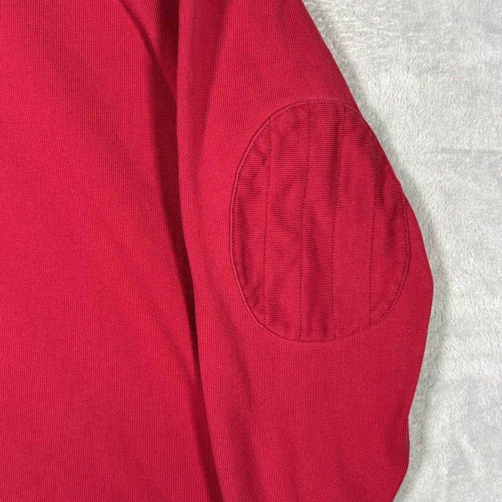 Polo Ralph Lauren Rugby Shirt Mens XL Red Elbow Patch Long Sleeve White Collar - Picture 2 of 10